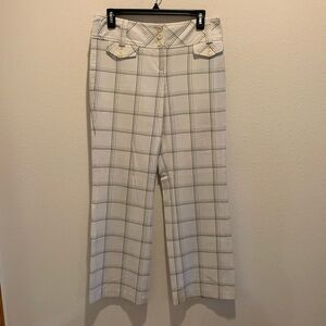 Ann Taylor Loft Stretch. The window pane pant. Winter White/Black Stripes/Size 6